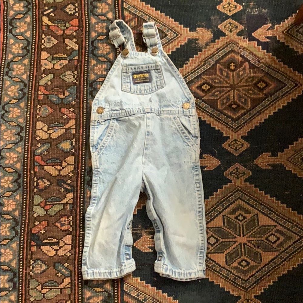 Vintage OshKosh Denim Overalls Light Wash 12M
